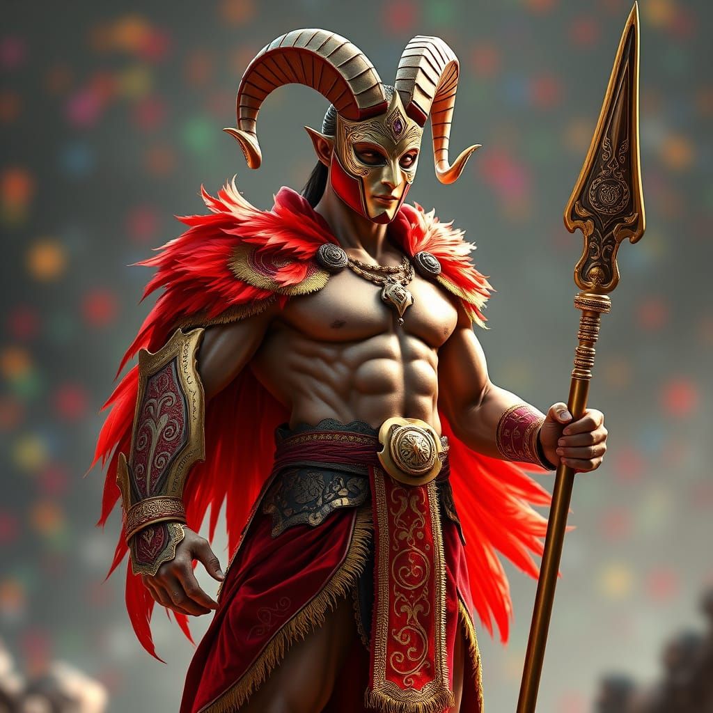 Aries Warrior in Venetian and Rio Carnival Attire