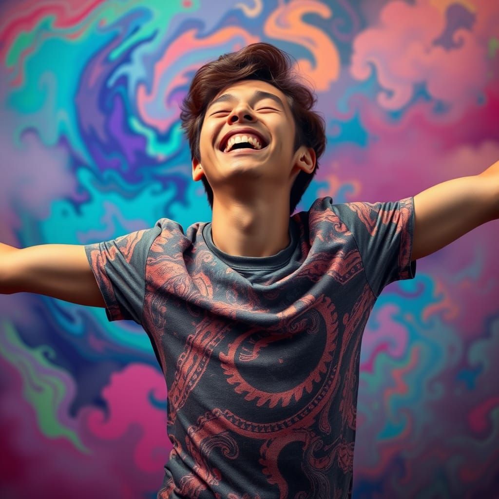 Ecstatic Laughter in Psychedelic Abstract Art