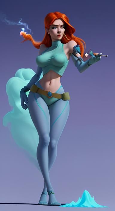 Kim Possible as Desert Genie in Ethereal Fantasy Style