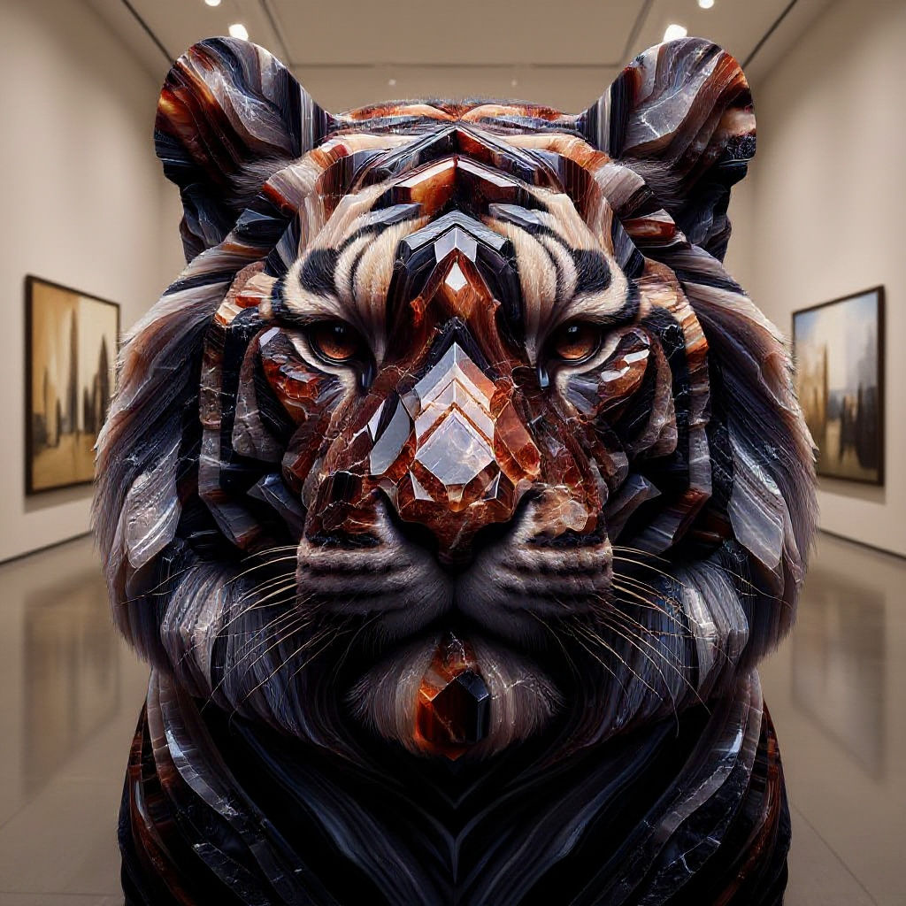 Sardonyx Tiger: A Gemstone Wildlife Masterpiece