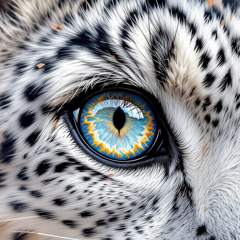 Snow Leopard Eye: Graphite Vortex and Pencil Shavings Art