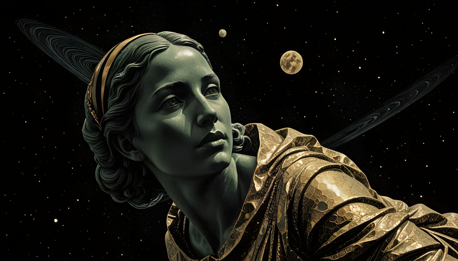 New Life on Venus Oil Painting in Cyber Stipple Style