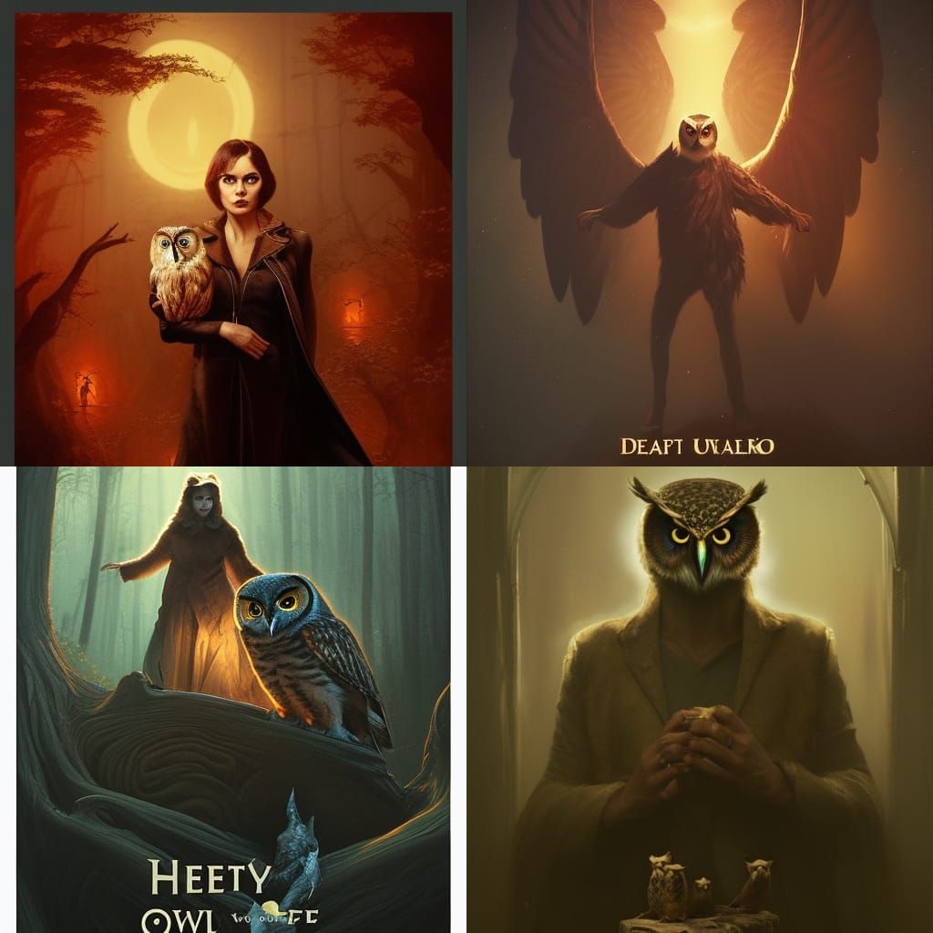 Owl Couple in Dark Fantasy Movie Poster