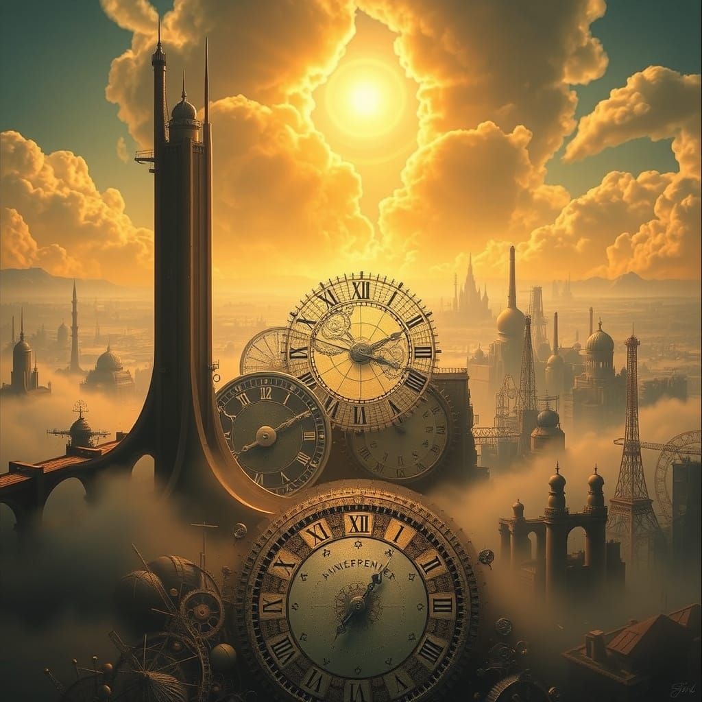 Grand Clockwork Century Unfolds in Golden Light