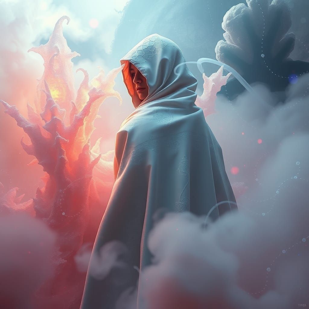 Ethereal Figure in Crystalline Dreamscape