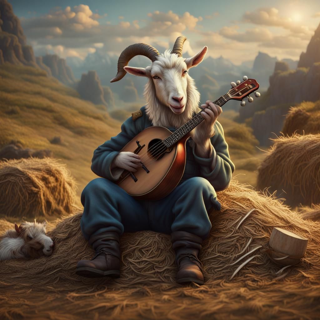 Goat Plays Mandolin: Detailed Matte Painting