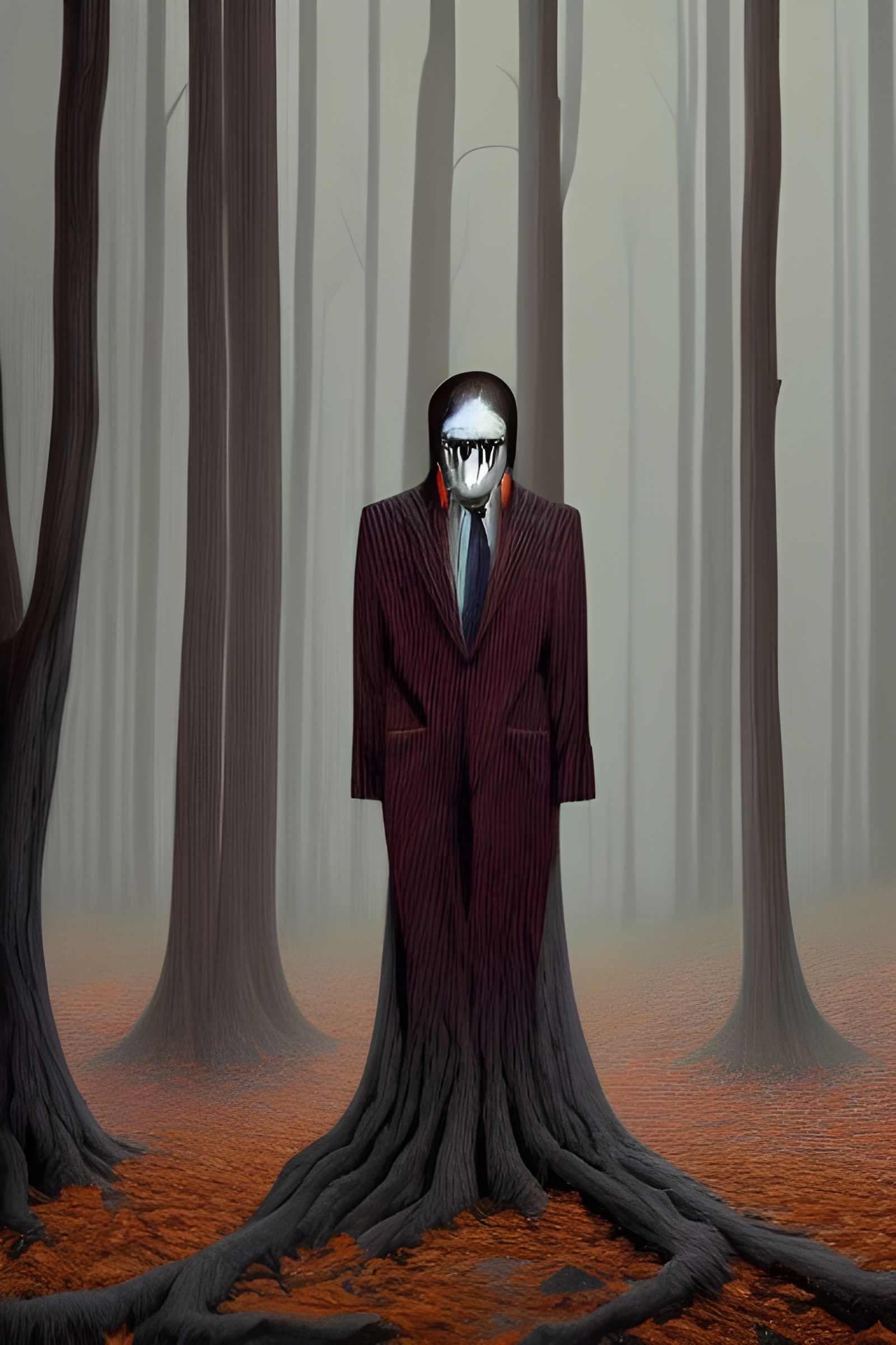 Hyperrealistic Supervillain Portrait in Surreal Woods