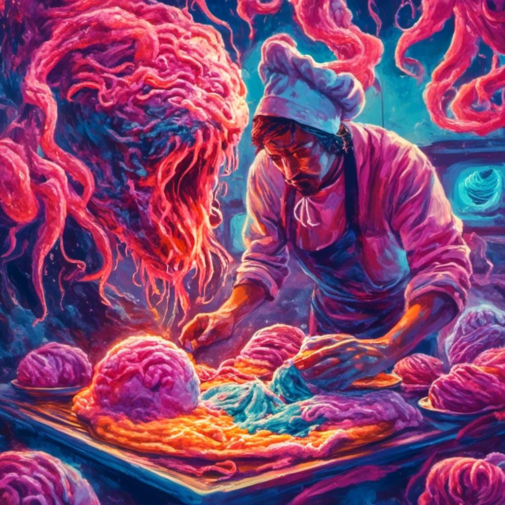 Surreal Sci-Fi Chef with Neon Taco