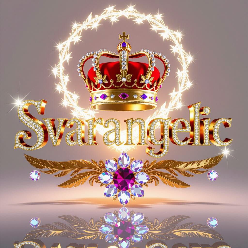 Golden 'Svarangelic' Text with Diamonds and Crown