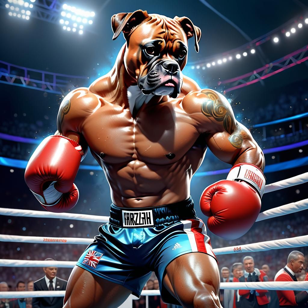 Boxer Dog at the Olympics in Dark Academia Style