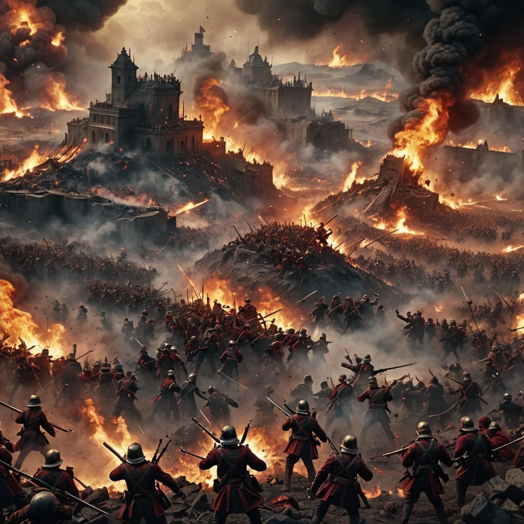 Chaotic Battlefield Scene in Dark Fantasy Style