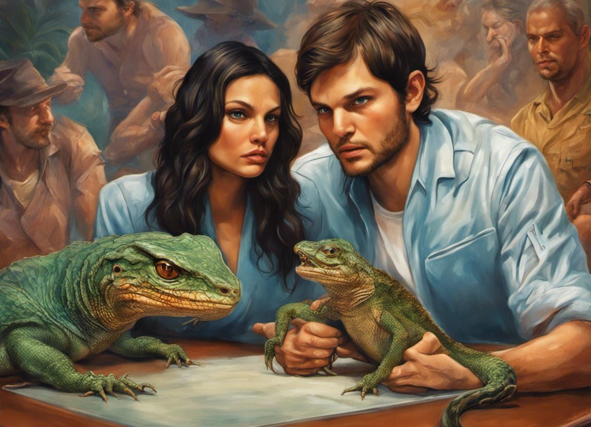 Reptile Court Testimonial in Boris Vallejo Sci-Fi Style