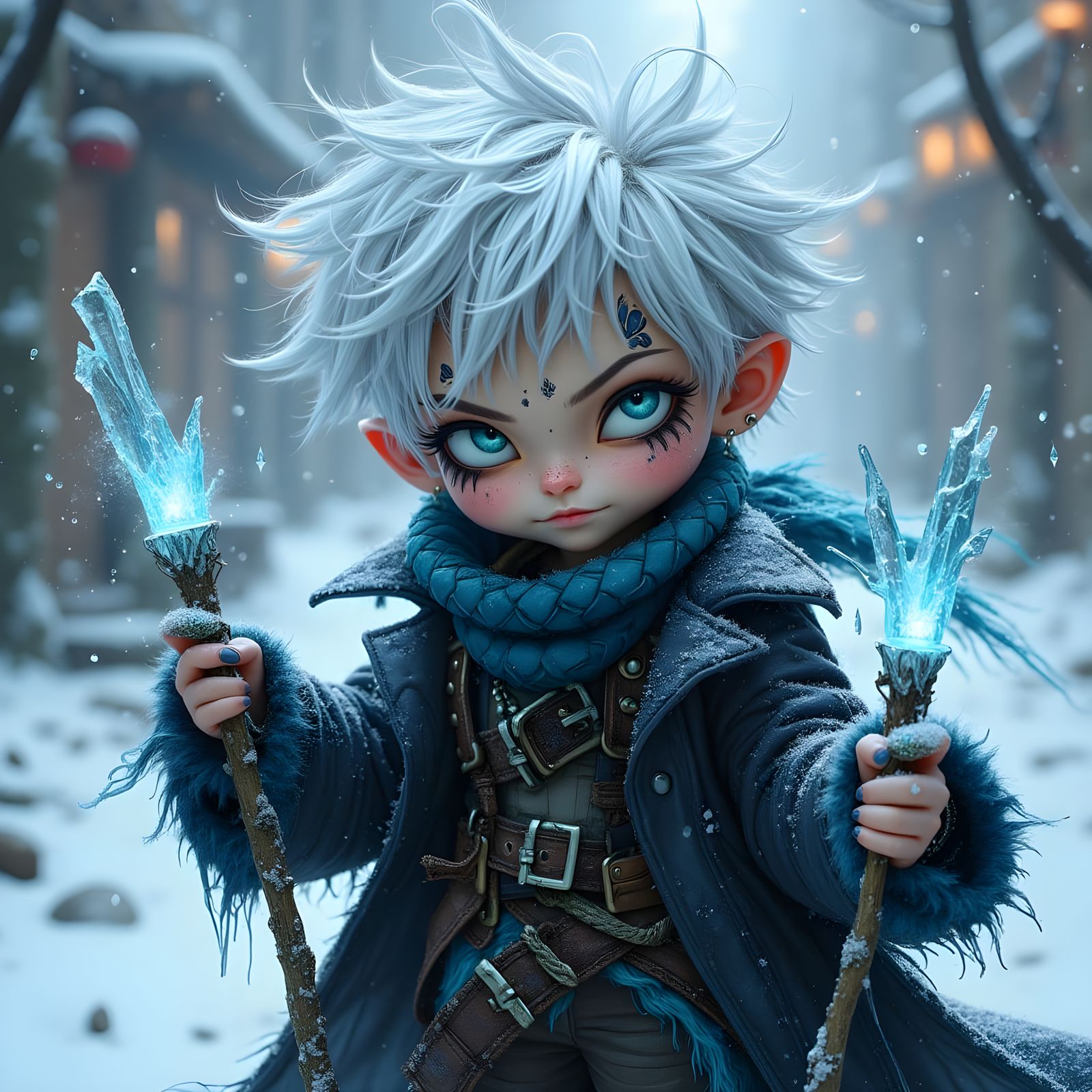 Whimsical Punk Jack Frost in a Snowstorm