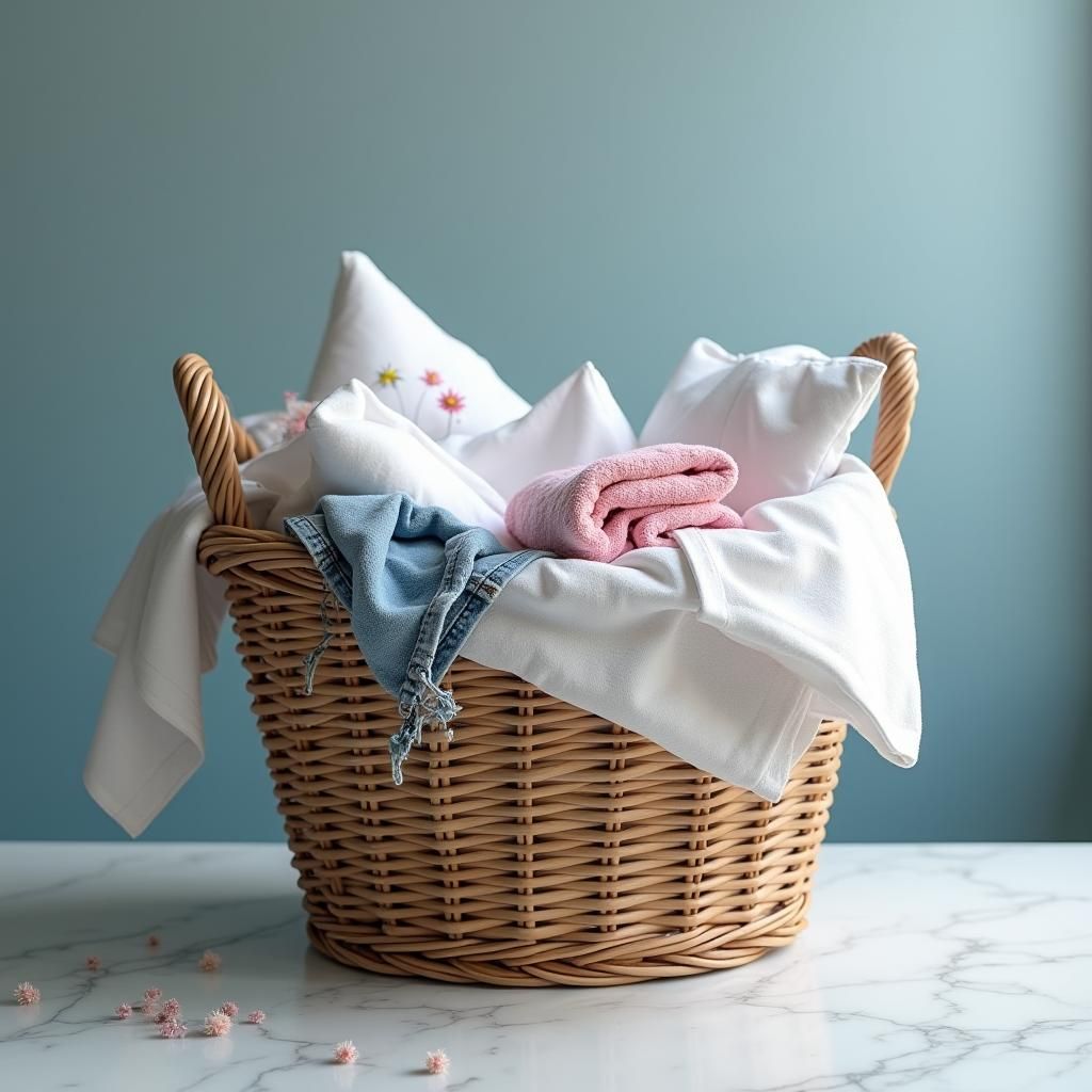 Laundry Basket Still Life in Matte Painting Style