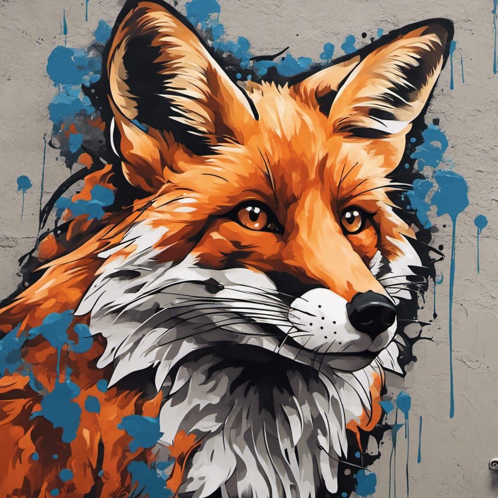 Vibrant Fox Street Art Masterpiece