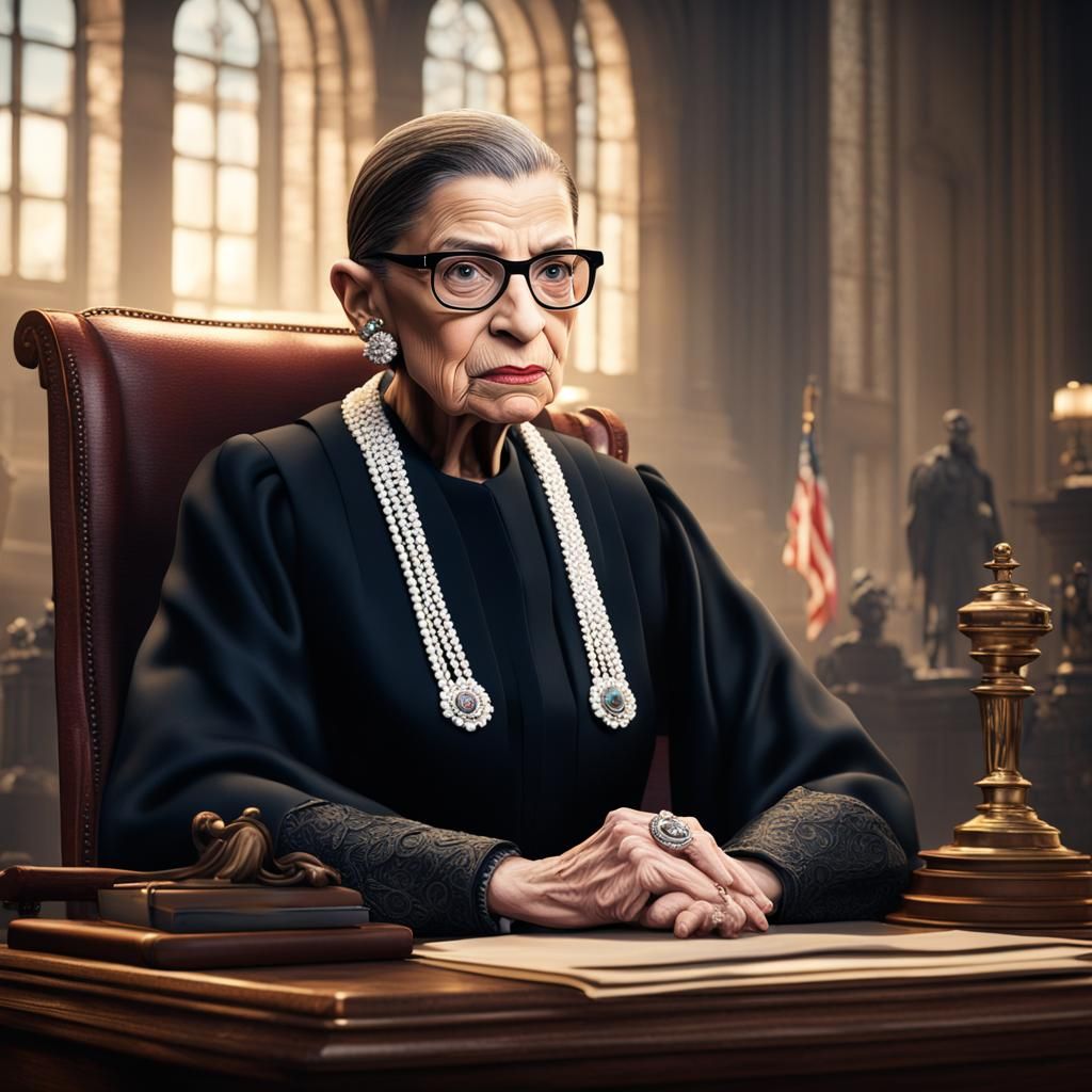 Ruth Bader Ginsburg Flexing: Photorealistic Art