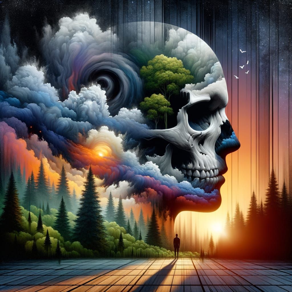 Skull Forest Digital Art in Santora Style