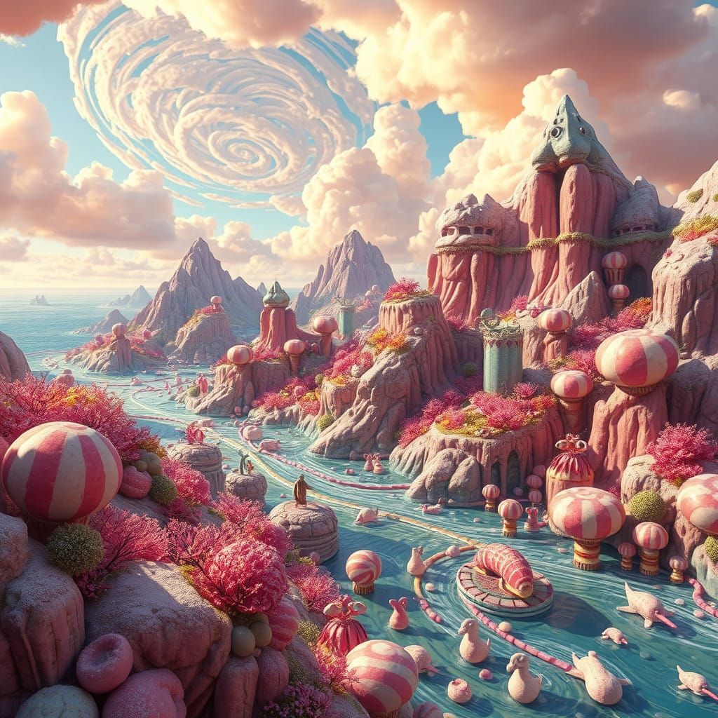 Surreal Candy Kingdom in Whimsical Hyper-Realism