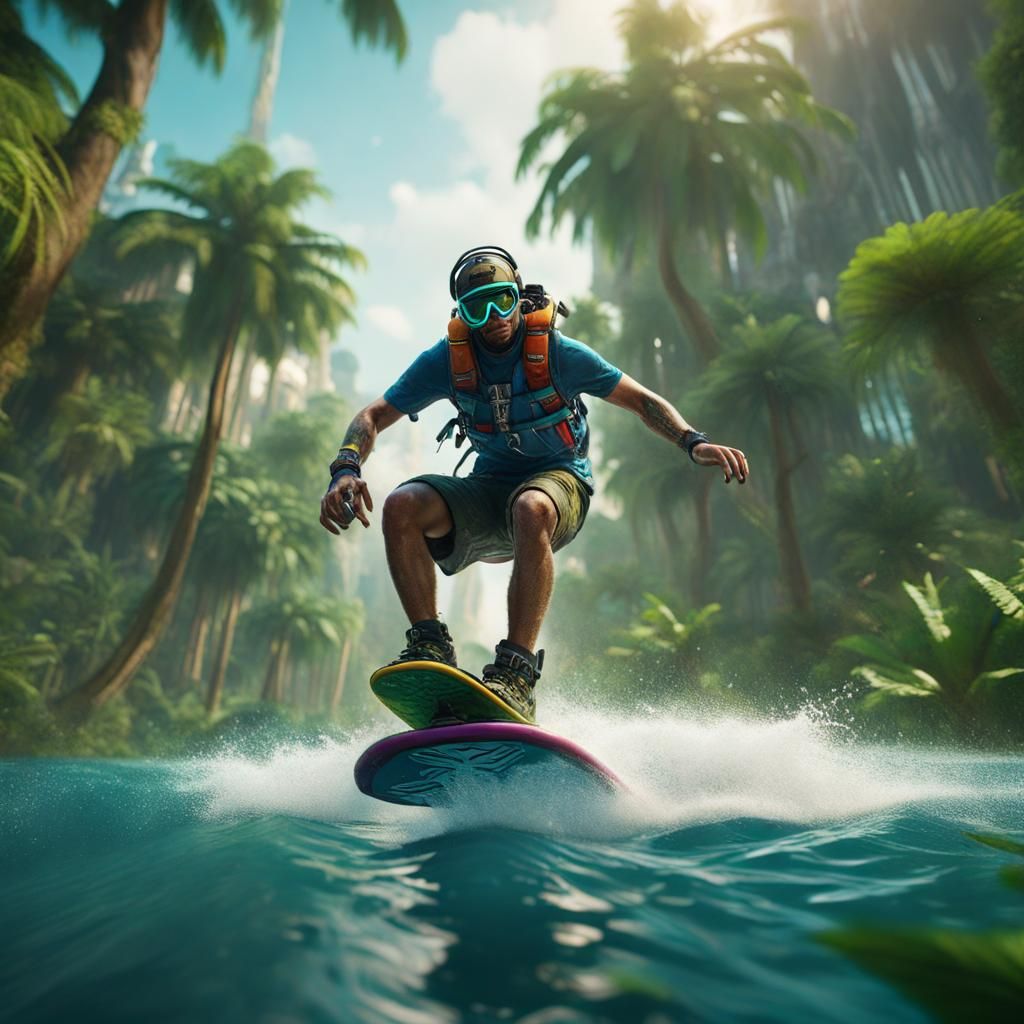 Chemist's Jungle Wakeboarding Adventure: Detailed Matte Pain...