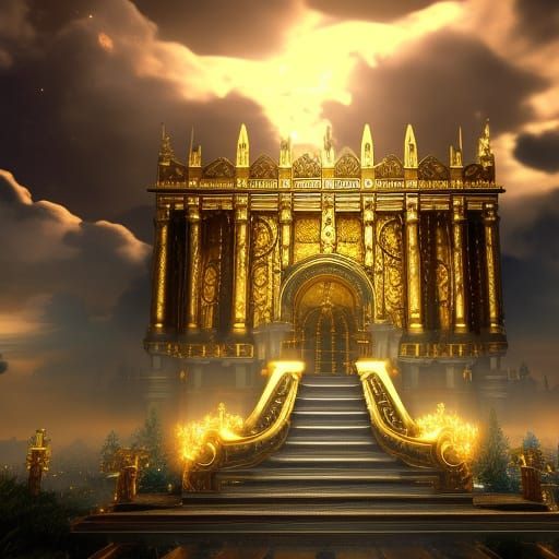Heaven's Gate: Gold Ornate 3D Rendering
