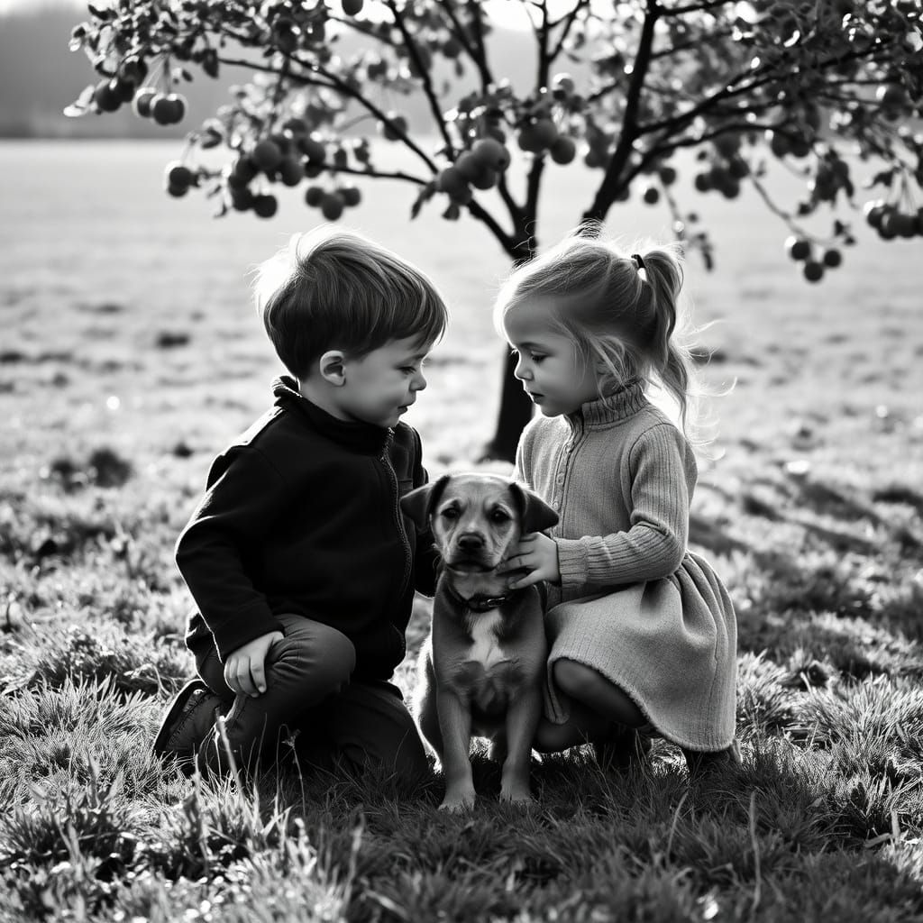 Two Young Siblings in Gentle Connection