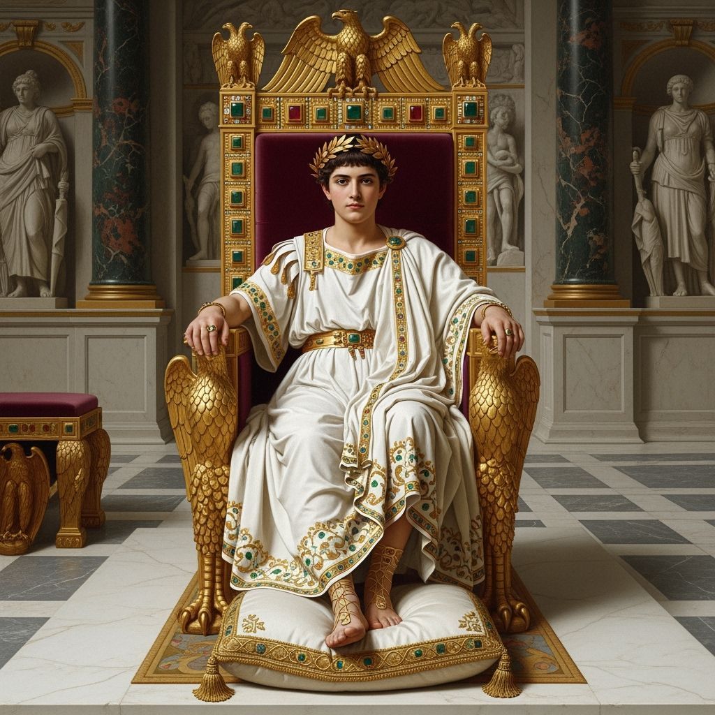 Emperor Nero on Jeweled Throne, Classical Painting