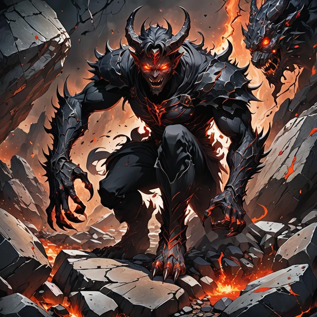 Anime Devil Transformation in Dark Fantasy Style