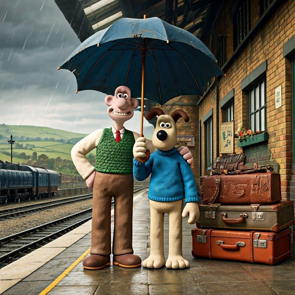 Wallace and Gromit at the Train Station, Whimsical Claymatio...