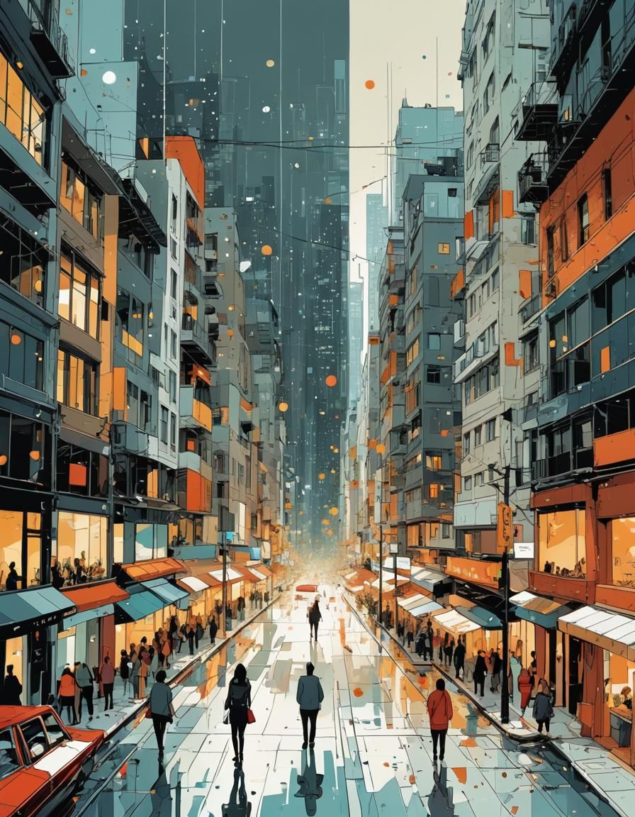 Duality in Cartoon Style Split Screen Diptych