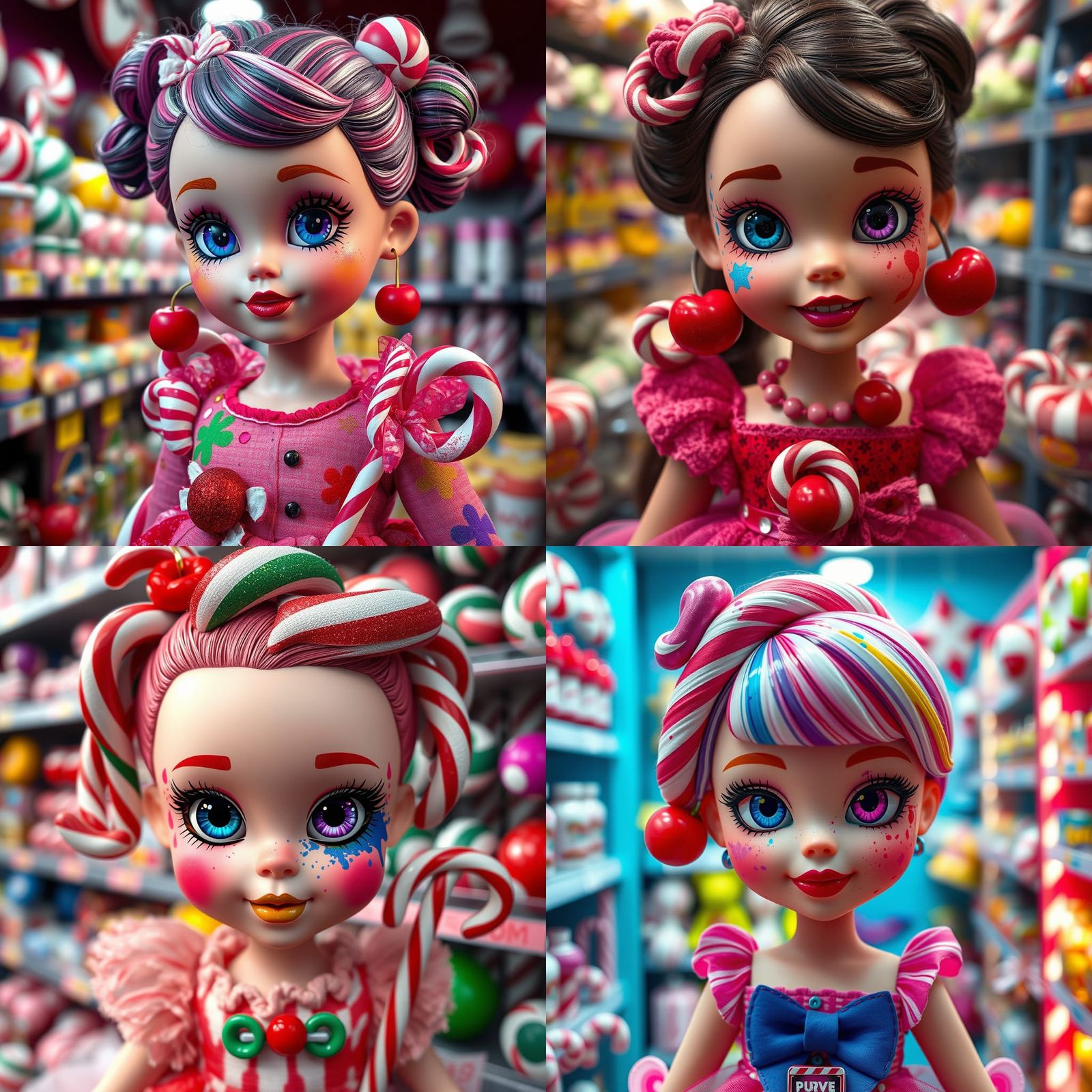 Candy Doll with Rainbow Splatters, Detailed Matte Painting