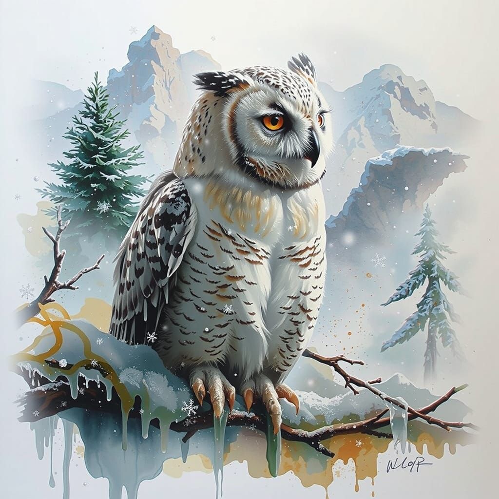 Surreal Winter Wonderland in Ethereal Watercolour Style