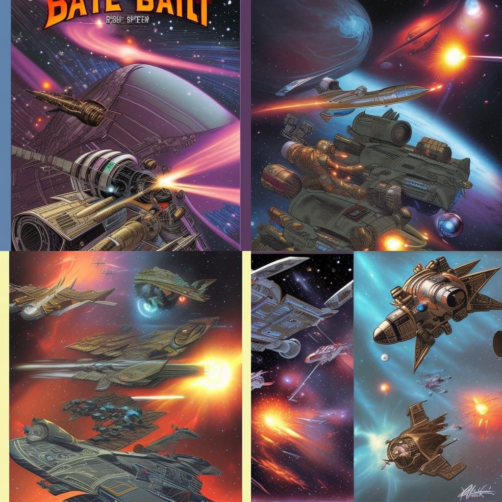 Epic Space Battle in Comic Book Style