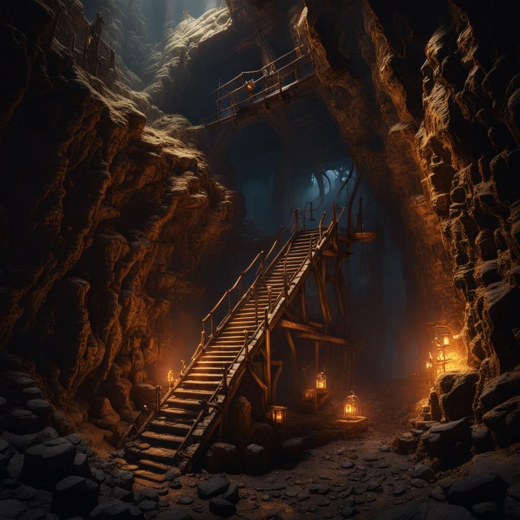 Miner's Gold Discovery: Detailed Matte Painting