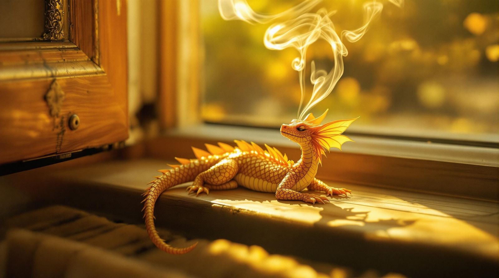 Tiny Dragon Basks in Warm Sunlight
