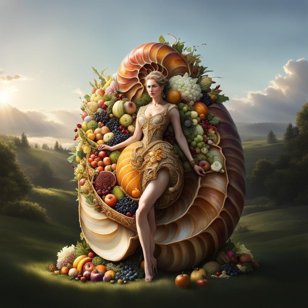 Abundant Nautilus Cornucopia in Sunlit Meadow