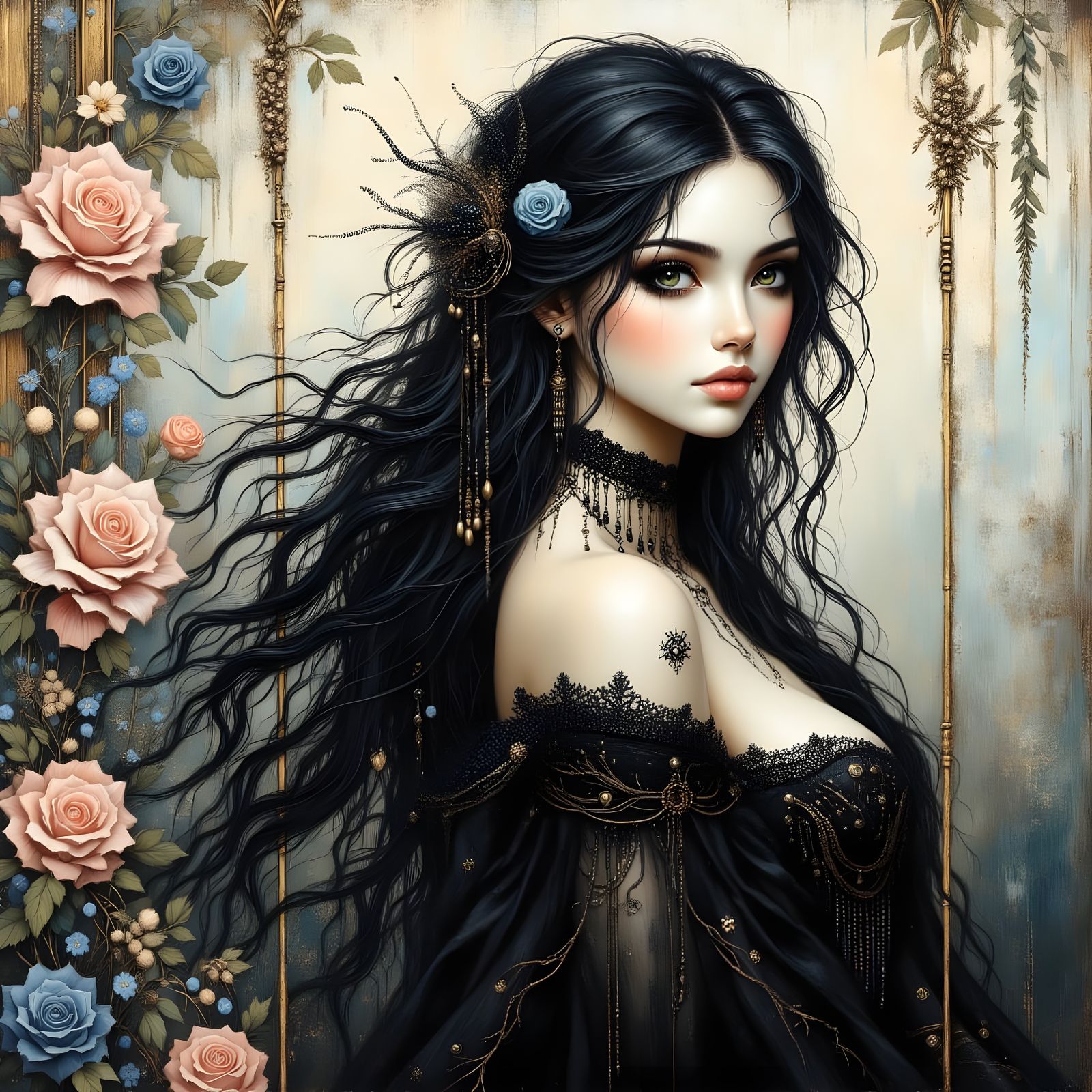 Romantic Goth Portrait of Norse Goddess by Michael Garmash