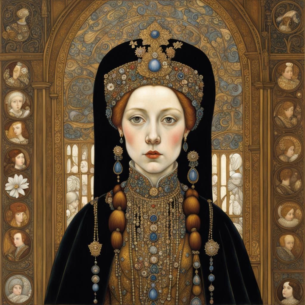 Mary Tudor Portrait in Klimt Style