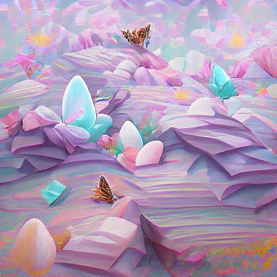 Pastel Quartz Forest with Butterflies in 8K 3D