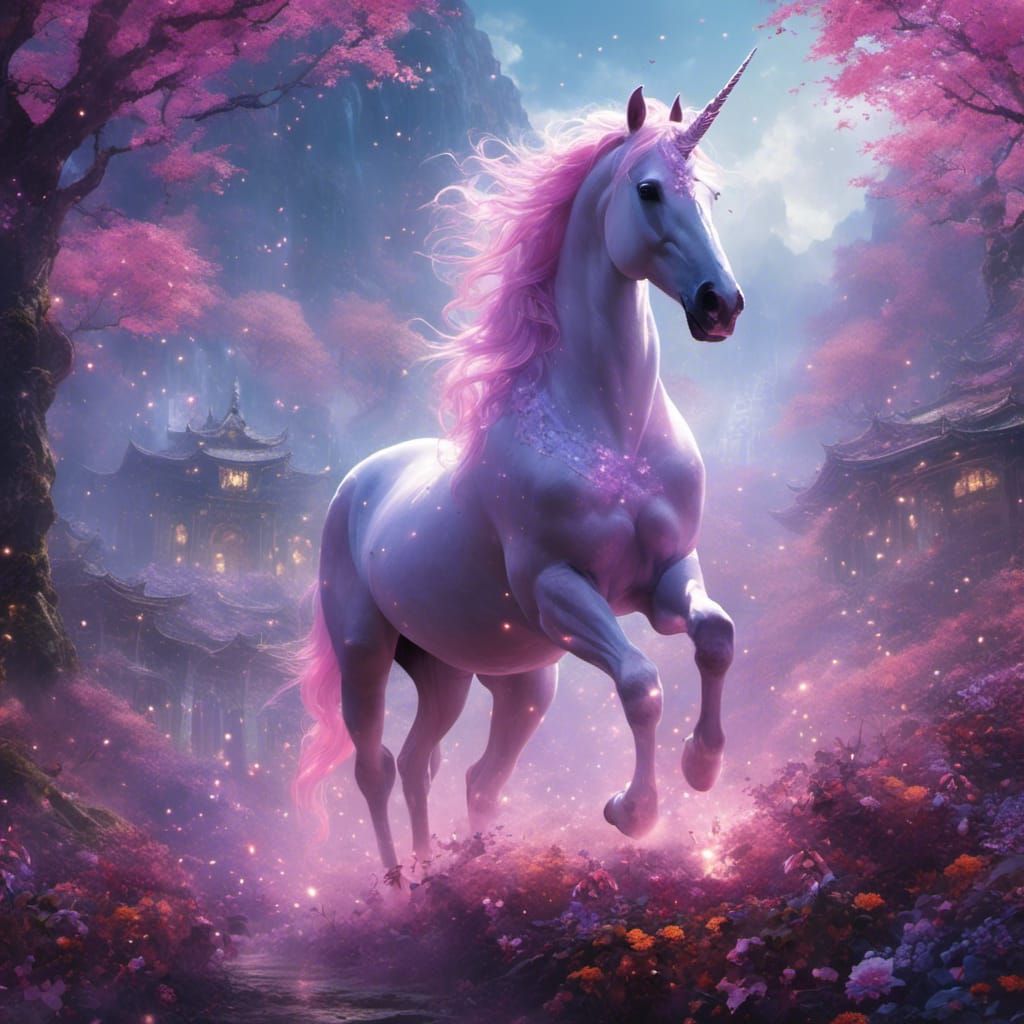 Ethereal Unicorn in a Mystical Fantasy Landscape