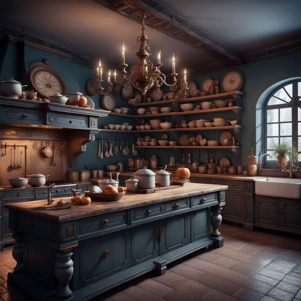 18th Century Kitchen: Detailed Matte Painting