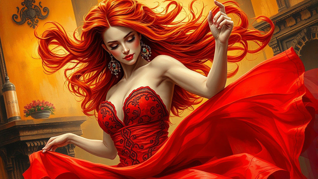 Passionate Flamenco Dancer in Surreal Style