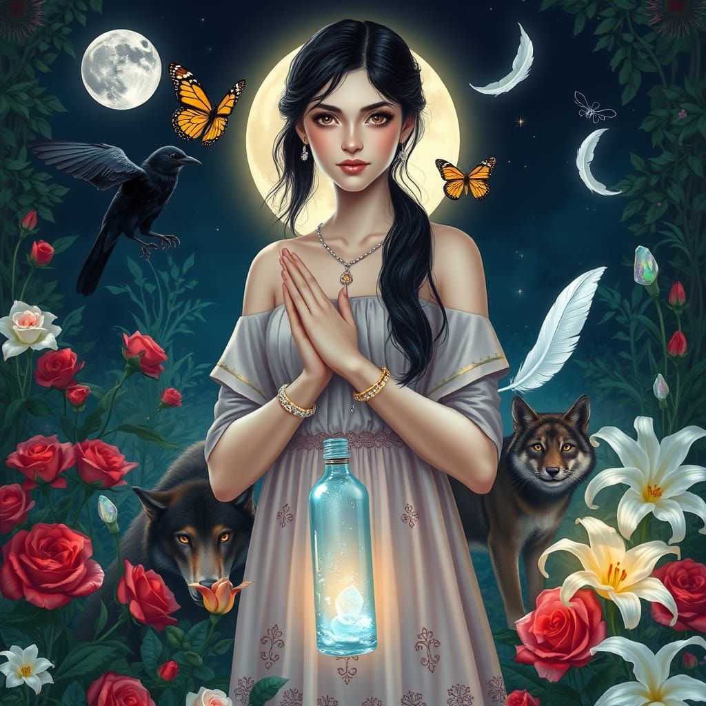 Enchanted Goddess of Fertility in Bohemian Bloom