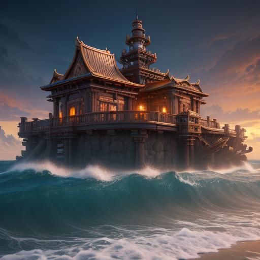 Oceanic Temple in Iron and Brown Tones