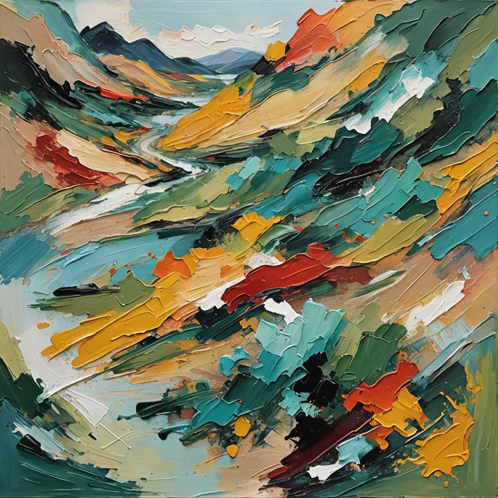 Abstract Landscape with Impasto Brushstrokes