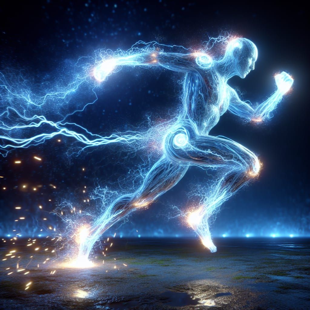 Electric Humanoid Figure in Dynamic Motion