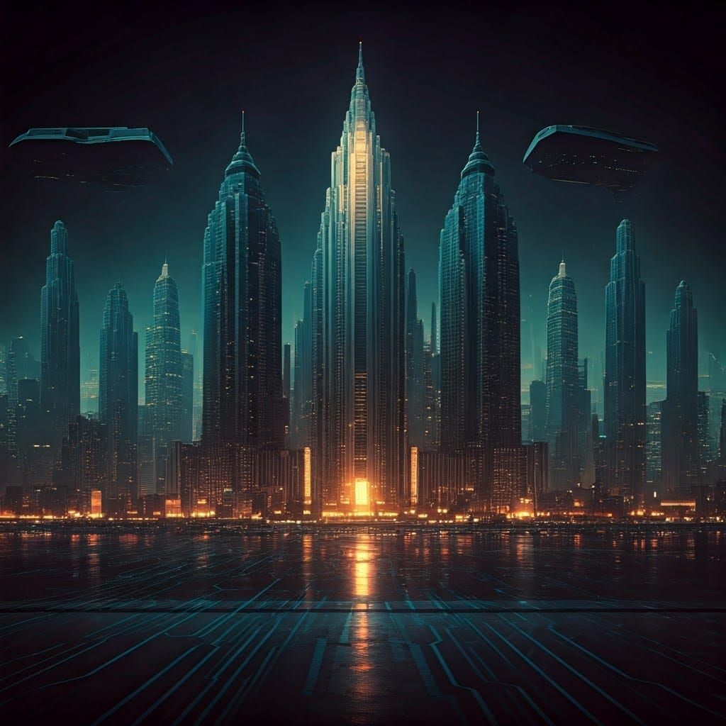 Cyberpunk Cityscape of Neon-Lit Skyscrapers