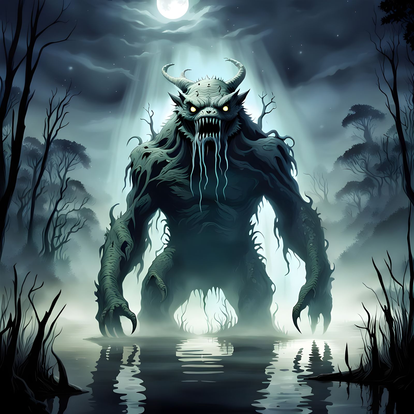 Monstrous Bunyip Emerges from Murky Depths