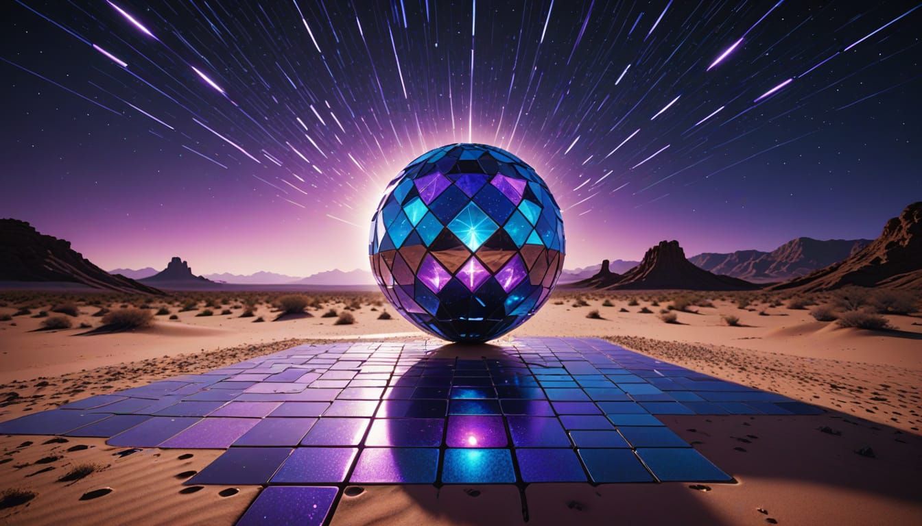 Cosmic Disco Oasis in Neon Hues