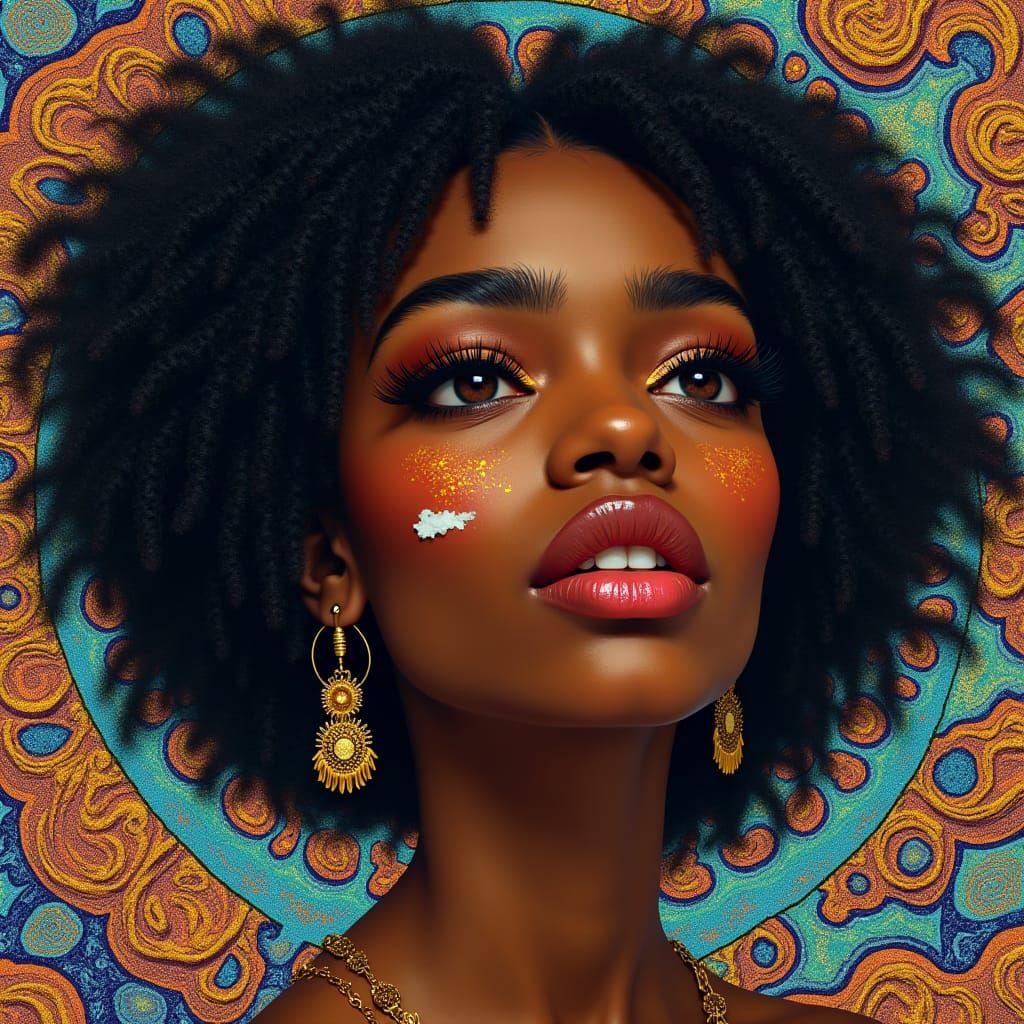 Klimt-Inspired Portrait of an African American Woman