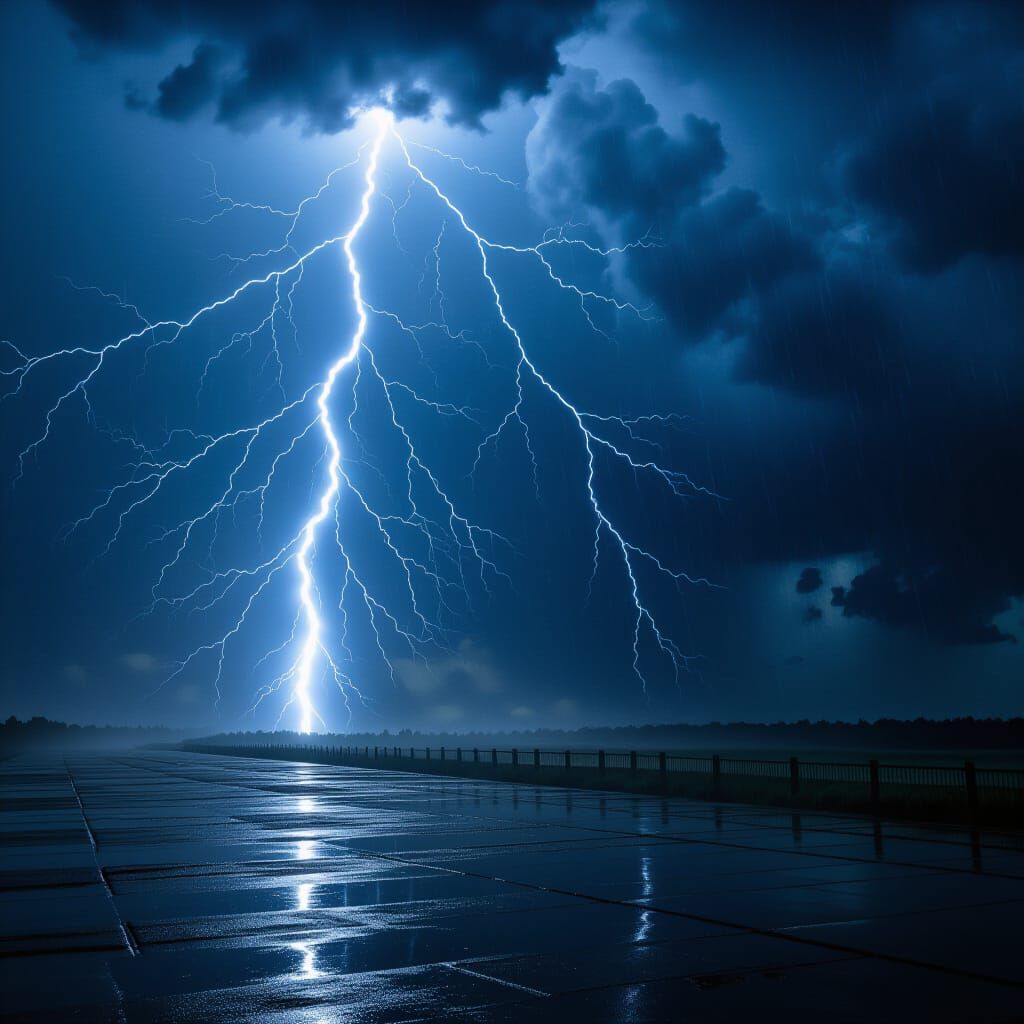 Terrifying Thunderstorm at Night in Dark Fantasy Style